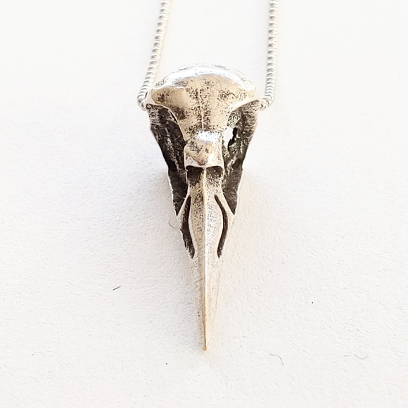 NEW small silver-plated raven skull necklace - Picture 4 of 5